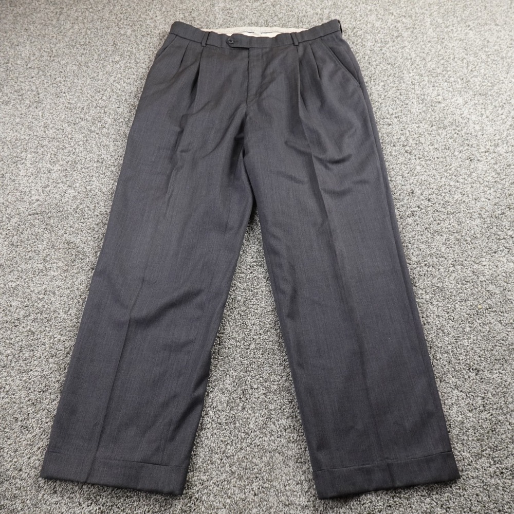 Ballin Pants Mens 35X30 Gray 120s Wool Trousers Dress Slacks Pleated Comfort Eze